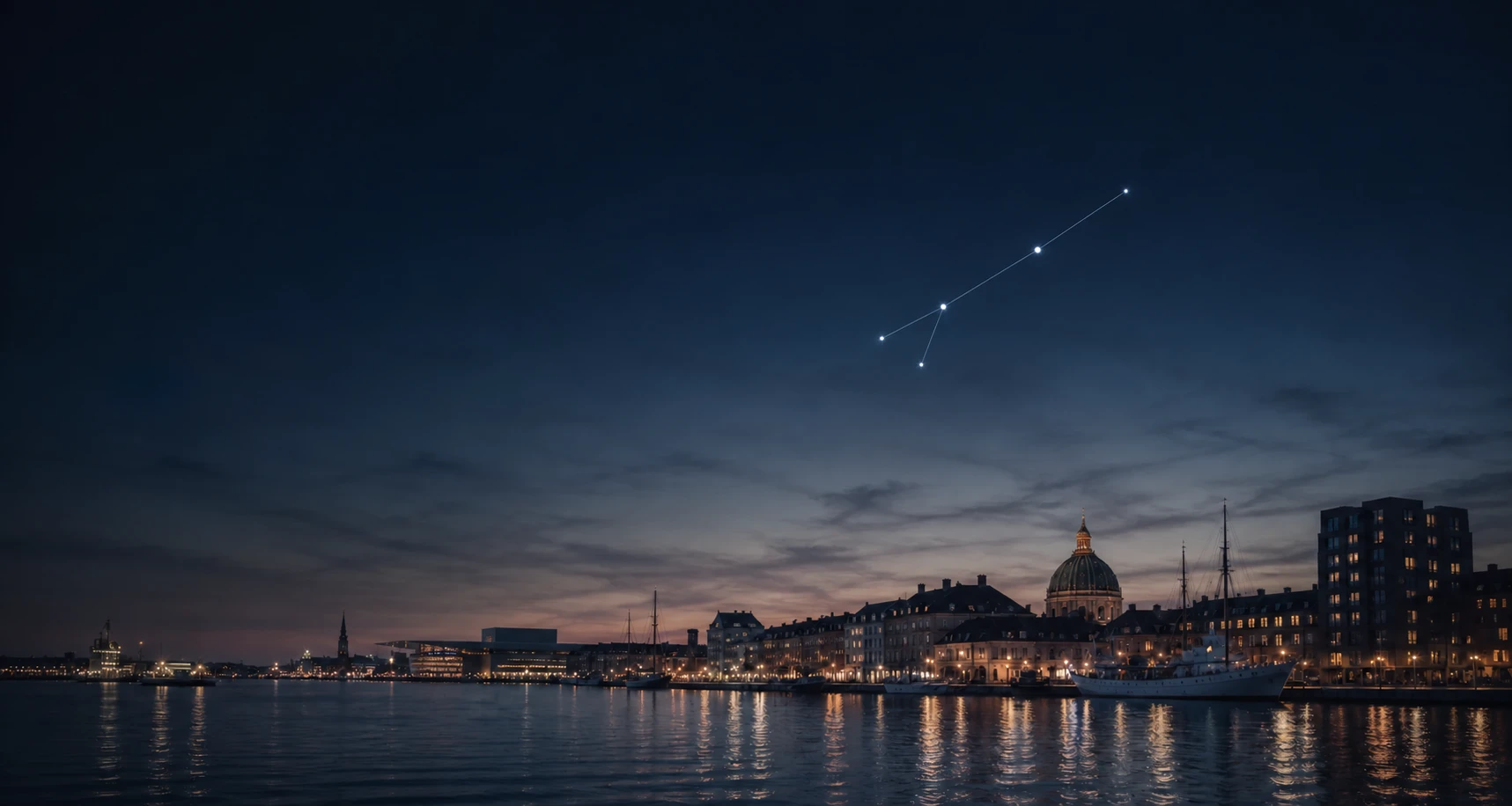 Copenhagen waterfront at dusk
